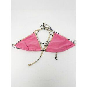 Burberry London Womens Y2K Nova Check Trim Triangle Bikini Top‎ Pink Medium